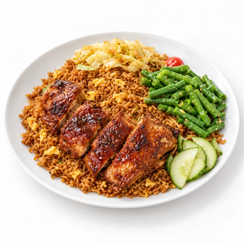 Nasi kip ketjap met groenten